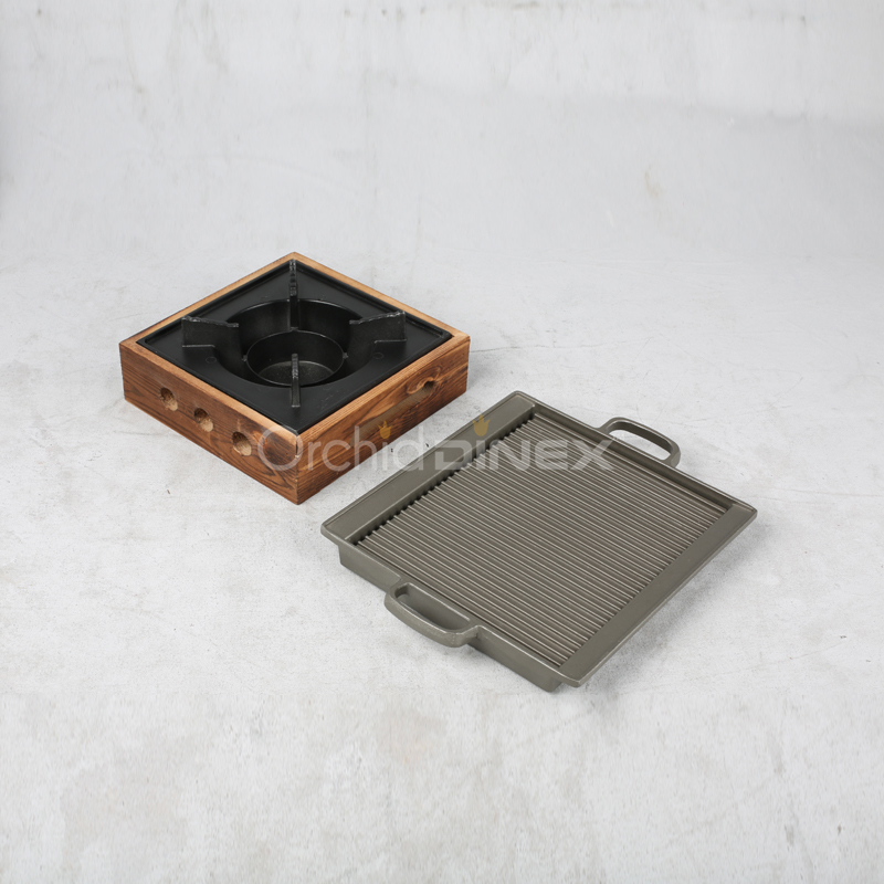 wooden base with hot plate